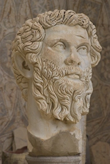 North African Archaeology Sites Drucke: Statue of the Emperor Septimius Severus, museum at the Roman site of Djemila