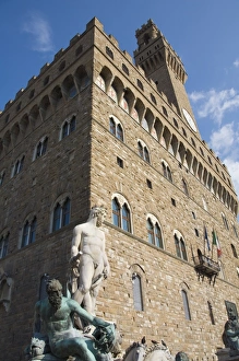 Piazza Della Signoria Italy Drucke: Statue of Neptune
