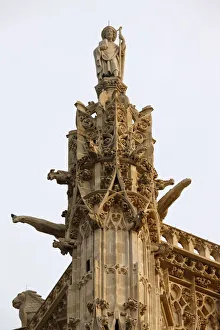 Paris Landmarks Europe Drucke: Statue of Saint James on top of the Saint Jacques Tower, Paris, France, Europe