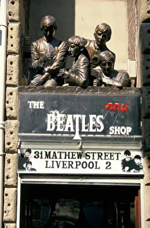Liverpool Drucke: Sculpturen der Beatles im Cavern Viertel in Liverpool im Vereinigten Königreich Großbritannien Europa