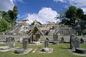 Central American Archaeology Drucke: Stelae in foreground
