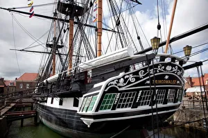 Himmelsblick auf die HMS Trincomalee, britische Fregatte von 1817 im Hartlepooler Seehafenmuseum