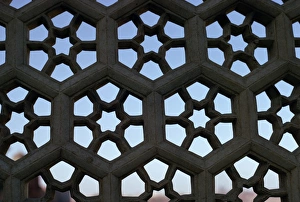 Stone Carvings In India Drucke: Detail of stone screen