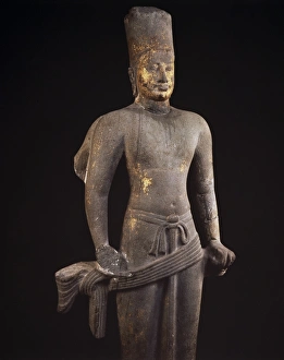 Southeast Asia Archaeology Drucke: Stone statue of Vishnu