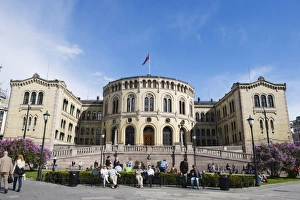 Oslo Cityscape Photography Drucke: Stortinget parliament building, Oslo, Norway, Scandinavia, Europe