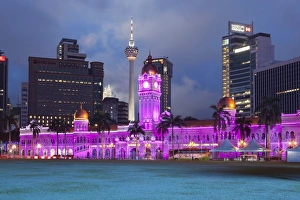 Kuala Lumpur Architecture Drucke: The Sultan Abdul Samad Building at night, Kuala Lumpur, Malaysia, Southeast Asia, Asia