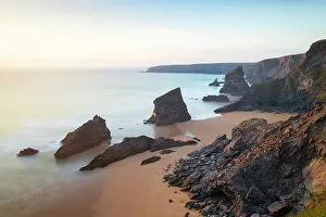 Cornwall Coastal Views Drucke: Sunset at Carnewas and Bedruthan Steps