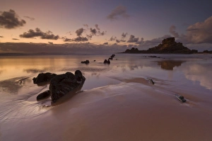 Portugal Beaches Drucke: Sunset and low evening light on the rocks, Castelejo beach, near Vila da Bispo