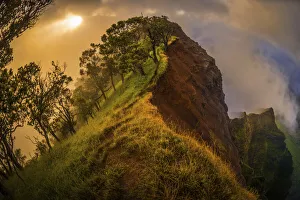 Pacific Ocean Sunset Drucke: Sunset on the NaPali Cliffs coastline, Kauai, Hawaii, United States of America, Pacific