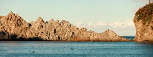 Sunset panoramic view of the white cliffs of Jodogahama