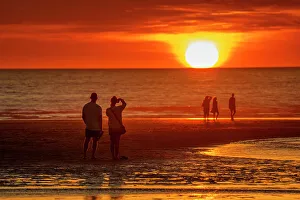 Sonnenuntergang in Perranporth, Kornwall (England), Vereinigtes Königreich Europas