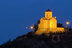 Central Asia Landmarks Drucke: Tabor Monastery of the Transfiguration at twilight, Tbilisi, Georgia, Central Asia, Asia