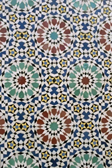 Drucke von Zusammenfassung der Keramikarbeiten im königlichen Palast in Fès (Marokko), Nordafrika Fez Drucke: Zusammenschlag der Mosaikarbeit