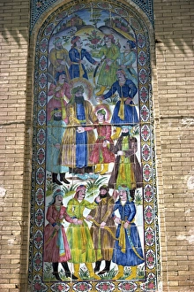 Drucke von Mosaikarbeiten an altem Haus in Schiraz, Iran im Nahen Osten Shiraz Drucke: Bodenarbeit an altem Haus
