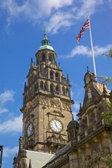 Union Jack Flag Images Drucke: Town Hall Clocktower and Union Jack