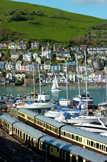 Devon Drucke: Hafenbahnhof Train Dartmouth Devon England Vereinigtes Königreich Europa
