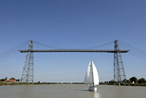 Sailing Boats Europe Drucke: Transporter bridge over River Charente, Rochefort, Charente, France, Europe