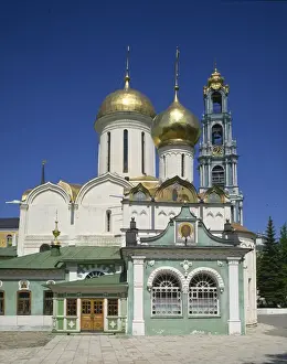 Trinity Cathedral Russia Drucke: Trinity Cathedral and bell tower, Trinity Monastery of St. Sergius, Zagorsk