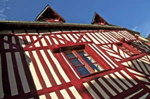 European Half Timbered House Drucke: Typical half timbered Norman house, Honfleur, Calvados, Normandy, France, Europe