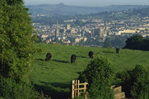 English Village Panorama Drucke: View of Bath from Widdecombe Hill, Avon, England, United Kingdom, Europe
