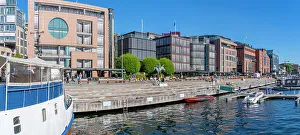 Oslo Cityscape Photography Drucke: View of cafes and architecture at the waterfront