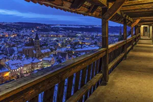 European Old Towns Drucke: View from the castle to the old town of Esslingen, Baden-Wurttemberg, Germany, Europe