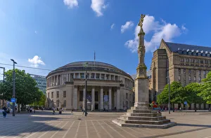 Lancashire Landmarks Drucke: View of Central Library and monument in St. Peters Square, Manchester, Lancashire