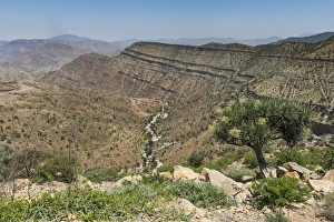 Africa Nature Scenery Drucke: View over cliffs leading to the Danakil depression, Ethiopia, Africa
