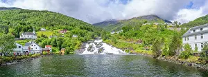 Sunnylvsfjorden Landscape Photography Drucke: View of Hellesylt waterfall in Hellesylt