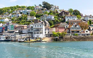 Devon Coastal Scenery Drucke: View looking back from ferry at Kingswear, Devon, England, United Kingdom, Europe