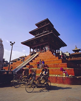 Nepal Cultural Heritage Sites Drucke: View of Maju Deval Temples and Durbar Square