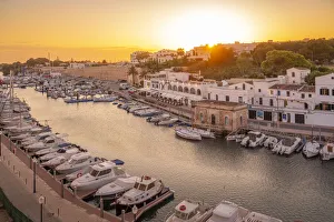 Balearic Islands Sunset Drucke: View of marina at sunset from elevated position