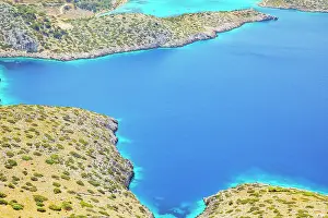 Blick über die Bucht von Panormitis, Panormitis, Insel Symi, Dodekanes-Inseln, Griechenland.
