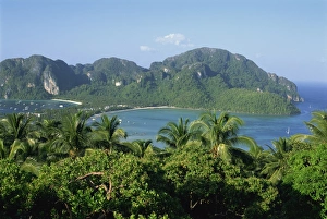 Southeast Asian Coastal Landscapes Drucke: View over trees to the bay and coastline