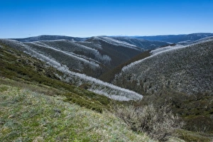 Colourful Australian Landscapes Drucke: View over the Victorian Alps mountain range, Victoria, Australia, Pacific