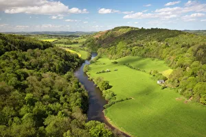 Herefordshire Drucke: Blick über das Wye-Tal von der Symons-Yat-Felskante in der Gemeinde von Symond's Yate im Wald von Deen in Herefordshire
