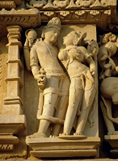 Khajuraho Temple Carvings Drucke: Vishnu and Lakshami