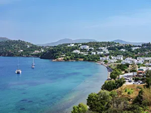 Greek Isles Travel Guide Drucke: Vromolithos Beach, elevated view, Leros Island, Dodecanese, Greek Islands, Greece, Europe