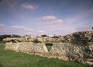 Hertfordshire Drucke: Mauer, Überreste römischer Stadtverwaltung von Verulamium in St