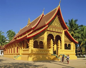 Buddhist Temple In Laos Drucke: Wat Ong Teu