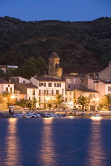 Evening Light France Drucke: Waterfront, evening light, Collioure, Pyrenees-Orientales, Languedoc, France, Europe