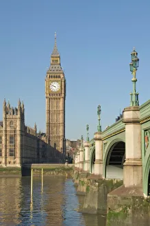Parlament Drucke: Westministerbrücke, Big Ben und Parlamentsgebäude von Großbritannien in London