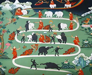Kopan Monastery Nepal Drucke: White elephant tale at Kopan monastery, Kathmandu, Nepal, Asia