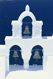 Bell Tower In Greece Drucke: Whitewashed belltower