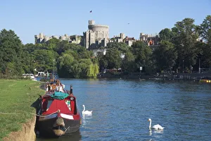 Berkshire Drucke: Windsorer Schloss und River Thames in der Grafschaft Berkshire im Vereinigten Königreich in Europa