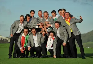 Die siegreiche europäische Mannschaft bei der Ryder Cup im Jahr 2010