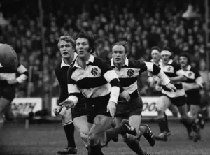 Hans-Dieter Drews und Michael Gibbons im Einsatz für die Barbarianen gegen die All Blacks im Jahr 1973