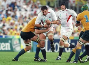 Rugby-Weltmeisterschaft Drucke: Martin Johnson im Strafspiel bei der Finale des Rugby-Weltcup 2003