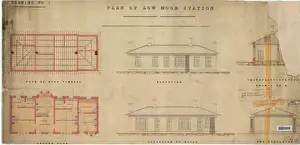 Historic Train Stations UK Drucke: L&YR Low Moor Station - Plan, Section And Elevations [ND]