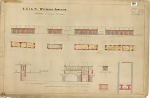 Bahnhof Waterloo Drucke: S. E und C.R. Waterloostation Bahnhof Waterloo-Junction-Station - Gebäude auf der Zentrale Plattform einschließlich